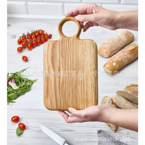 Planche à découper en chêne avec poignée en forme de cœur 36x20x2cm, plateau de service en bambou pour steak, pizza, pain, fruits, utilisation portable en camping - Product Image 3