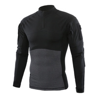 Chemise tactique de combat pour hommes 1/4 Zip manches longues BDU Stretch Slim Fit Shirts Camo EDC T Shirt avec poches Quick Dry