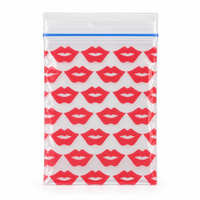 Sachets mini-zippés en LDPE transparents imprimés lèvres rouges, refermables, pour échantillons de brillant à lèvres, cadeau beauté Saint-Valentin, vente en gros