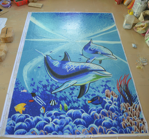 ZF Tùy Chỉnh Mô Hình Cá Heo Bể Bơi Khảm Pha Lê Thủy Tinh Nghệ Thuật Khảm Hoa Văn Trang Trí Tường - Product Image 6