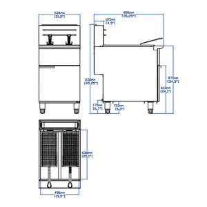 バイカイ業務用ステンレス製二槽式ガス深油フライヤー（大容量） - Product Image 6