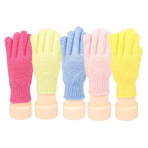 100% Nylon dos peau exfoliant gant de bain corps peau gommage gant de douche avec <span class=keywords><strong>boucle</strong></span> de suspension Double face peau morte enlèvement gant - Product Image 1