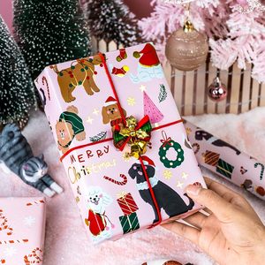 Dog Christmas Wrapping <b>Paper</b> Pink 17 Inch X 33 Feet Candy Cane <b>Pattern</b> Gift Craft Eco-Friendly Roll - Product Image 5
