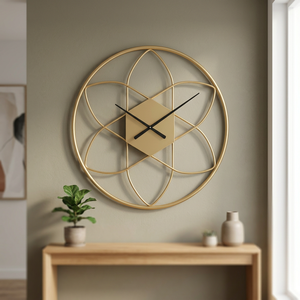 Gold Plated Abstract Geometric <b>Wall</b> <b>Clock</b> Round Minimalist Quartz Analog <b>Silent</b> Hanging for Living Room - Product Image 4