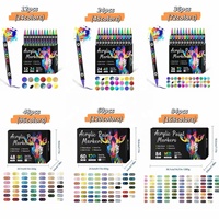 Lot de 12 marqueurs de peinture acrylique à double pointe souple, imperméables et résistants à la décoloration, 24 couleurs, pour l'art et l'artisanat DIY