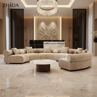 Sofá Moderno en Forma de U, Sofá Curvo de Tela en Dos Tonos, Muebles de Hotel, Diseño Elegante, Sofá para Sala de Estar, Apartamento, Villa