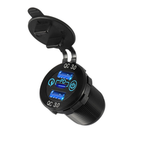 Prise industrielle double USB Type A/C 12V avec voltmètre numérique, charge rapide, interrupteur en aluminium pour caravane, camping-car, bateau