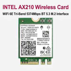 Carte réseau sans fil <span class=keywords><strong>Intel</strong></span> <span class=keywords><strong>AX210NGW</strong></span> 802.11ax BT5.3 Tri Band 2.4G 5G 6G 5400M NGFF M.2 WiFi Module WiFi6e - Product Image 1