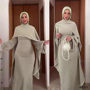 <span class=keywords><strong>Robe</strong></span> Abaya Musulmane Traditionnelle en Couleur Unie avec Perles, Vente en Gros 2026, <span class=keywords><strong>Robe</strong></span> Maxi Musulmane Modeste en Couleur Unie Personnalisée - Product Image 4