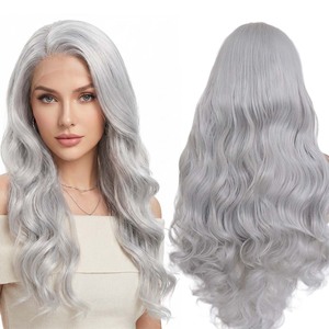 Parrucca Sintetica Resistente al Calore con Onde Acquatiche, Ricci Morbidi, Fibra Pronta all'Uso, Senza Colla, HD Lace Front, con Attaccatura Naturale, per Donna - Product Image 6