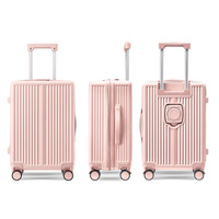 Ensemble de 3 valises de luxe roses rigides OEM avec logo personnalisé, étanches, pour voyage, avec roulettes, ensemble de bagages de voyage de 3 pièces