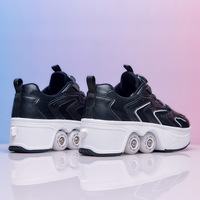 Patins à roulettes rétractables à 4 roues en alliage d'aluminium respirant avec mécanisme de roue cachée à un clic pour garçons et filles
