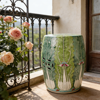 Tabouret de jardin en porcelaine chinoise vintage, motif Bok Choy, peint à la main, motif chou, en céramique, porcelaine Bok Choy