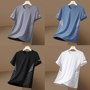 เสื้อยืดผู้ชายทรงสปอร์ตสำหรับฤดูร้อน ผ้าบางเบา ระบายอากาศได้ดี ลายรังผึ้ง ทรงหลวม สวมใส่สบาย แห้งเร็ว ยืดหยุ่น พิมพ์ลาย คอกลม - Product Image 2