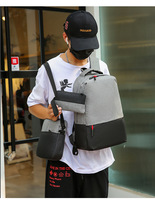 Tas bisnis sekolah pria, ransel tiga potong Oxford USB eksternal trendi Set ransel Laptop