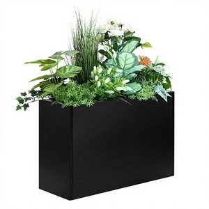 Jardinière carrée en métal noir robuste, acier laminé à froid, idéale pour porche et entrée, utilisation toutes saisons, personnalisable OEM/ODM, design empilable - Product Image 5