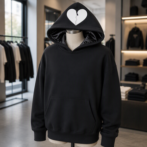 Custom Satin Lined Hoodie Blank Pullover <b>Sweatshirt</b> Contrast Trim for Streetwear - Product Image 3