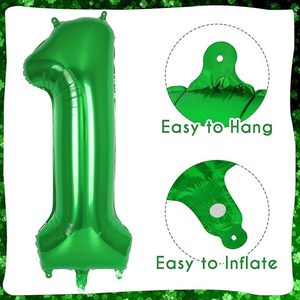 Ballon Chiffre 1 Anniversaire Trèfle à Quatre Feuilles 40 Pouces Vert en Aluminium Décoration de Fête Thème Fête de la Saint-Patrick Chiffres Interchangeables de 0 à 9 - Product Image 3