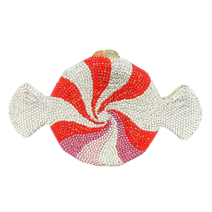 Cute Candy Crystal Evening Bag Shiny Rhinestones with Removable Chain Handbag for Women Out Going Dressing Up - Product Image 1