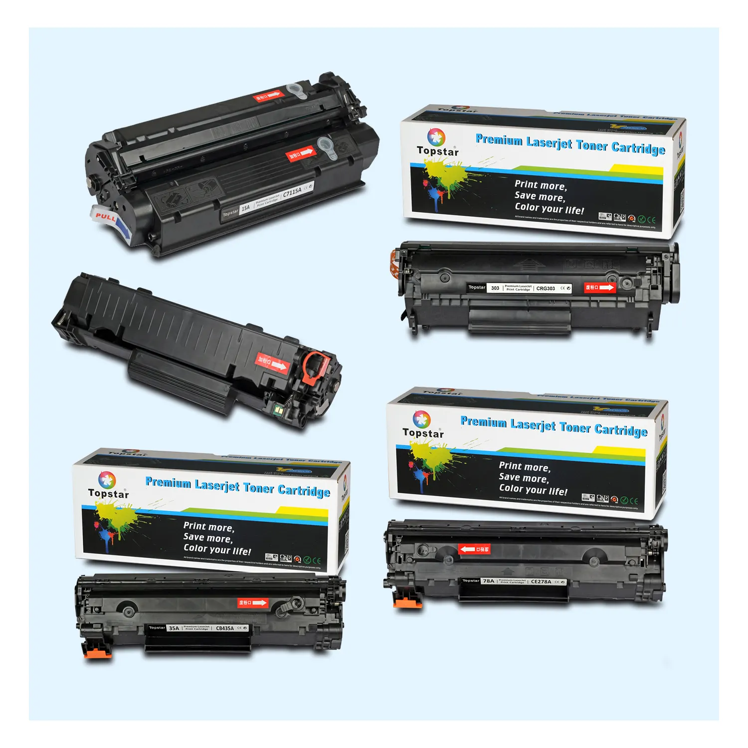 Factory Wholesale Compatible laser Toner for HP 05A 12A 285A 218A DR116 CRG303 TN2380 3480 Toner Cartridge Original Status Bulk