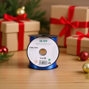 Ilan Gift <b>Ribbon</b> 1Cm X 100M Blue Satin For Packaging - Product Image 2