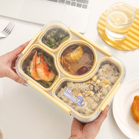 Boîte à lunch scolaire mignonne en acier inoxydable pour enfants, bento tiffin, compatible micro-ondes, réutilisable, anti-fuite, sans BPA, avec plus de 3 compartiments, isolée