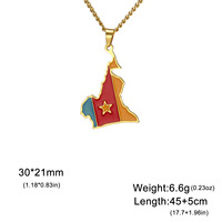 Collier en acier inoxydable avec pendentif carte drapeau Afrique Amérique Latine, chaîne de clavicule étanche, bijoux en gros