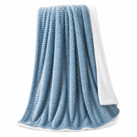 Couverture de luxe double couche en flanelle rayée et sherpa, super douce et chaude, pour canapé et lit, style nordique, hiver, peluche épaisse
