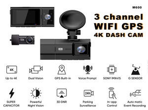 3 caméras 4K+2K+1080P, écran IPS 2 pouces, mini caméra embarquée pour voiture, angle de 170°, batterie intégrée, enregistrement en boucle, GPS, contrôle par application, avant/arrière - Product Image 4