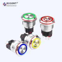 Sakelar Tombol Tekan 25mm SUS 304/316 Momentary/Latching Dengan LED IP65 Tahan Air untuk Peralatan Industri Berdaya Tinggi