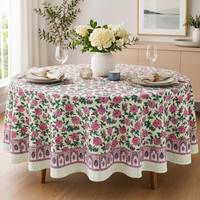Nappe ronde florale faite à la main personnalisable 100% coton imprimé style moderne lavable pour fêtes et décoration de table