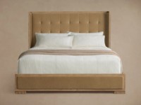 Cadre de lit en bois massif de luxe moderne, lit capitonné Darien Box de designer pour ensembles de chambre principale, pièce de mobilier d'hôtel de luxe