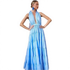 Robe longue chic et élégante en dentelle unie pour femme PB&ZA, nouvelle collection été 2026, sans manches, dos nu, coupe droite - Product Image 3