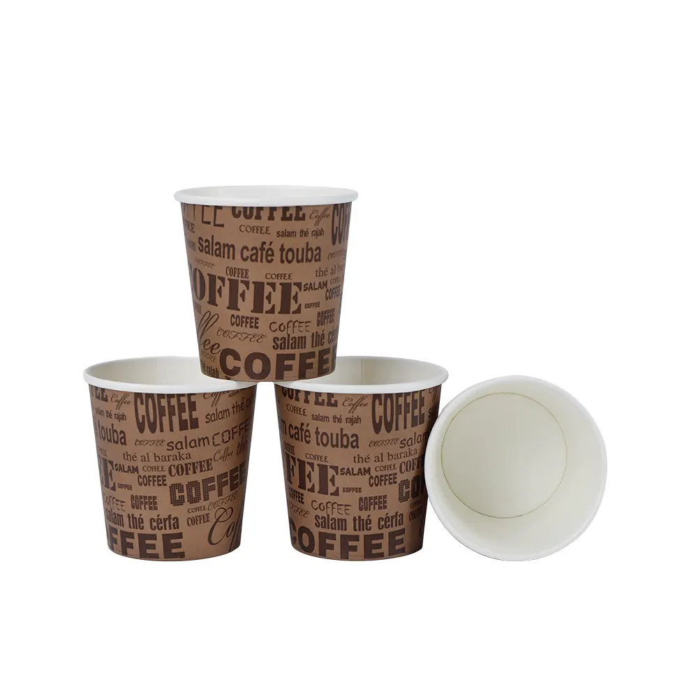 कॉफ़ी पेपर कप, कस्टम लोगो और पैटर्न के साथ, ढक्कन के साथ जाने के लिए 4 ऑउंस डिस्पोजेबल सिंगल वॉल चाय पेय हॉट कॉफ़ी पेपर कप