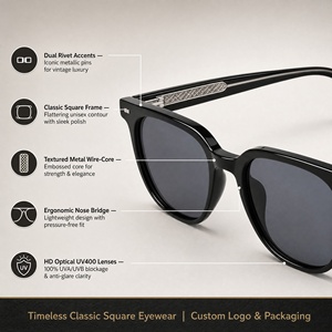Lunettes de soleil polarisées carrées à monture intégrale pour femmes et hommes, style rétro classique avec rivets, monture légère, protection UV400, idéales pour la conduite, personnalisables - Product Image 2
