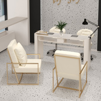 Nouvelle table de manucure blanche pour une personne et plusieurs personnes avec lampe de table, collecteur de poussière, table à ongles à double tiroir personnalisable