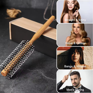 Logo personnalisé petite <span class=keywords><strong>brosse</strong></span> à cheveux ionique en bois écologique moderne professionnelle pour hommes <span class=keywords><strong>barbe</strong></span> pour la maison séchage lissage boucles frange - Product Image 6
