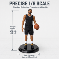 Figurine de joueur de basket-ball à l'échelle 1/6, statue peinte à la main avec base de présentation de ballon de basket, figurine d'action de collection pour la décoration de la maison