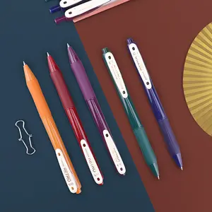 5 parça renk geri çekilebilir plastik jel mürekkep kalemi Tpr kavrama jel kalem ofis öğrenci renkli kalemler
