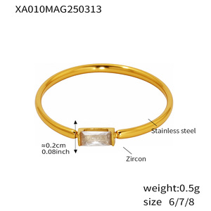 Anillo Rectangular <span class=keywords><strong>de</strong></span> Acero Inoxidable con Circonita 5A, Estilo <span class=keywords><strong>de</strong></span> Lujo Ligero, Joyería que No se Desvanece, Anillo <span class=keywords><strong>de</strong></span> Plata <span class=keywords><strong>de</strong></span> Ley 925 al por Mayor - Product Image 6