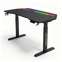 Bureau de jeu en fibre de carbone, bureau d'ordinateur à hauteur réglable motorisé, structure en acier robuste, poste de travail pour joueurs