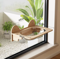 Hamac de luxe rayé en bois portable pour chat, avec ventouse, à suspendre au rebord de fenêtre ou balcon, pour bain de soleil estival, haute qualité pour animaux de compagnie