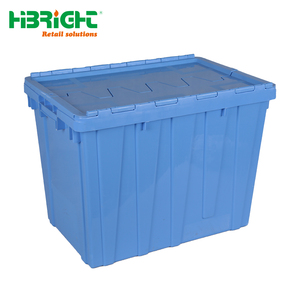 Heavy Duty Plastic Logistics <b>Crate</b> Durable <b>Stackable</b> Moving Tote with Reinforced Base and Integrated Lid - Product Image 5
