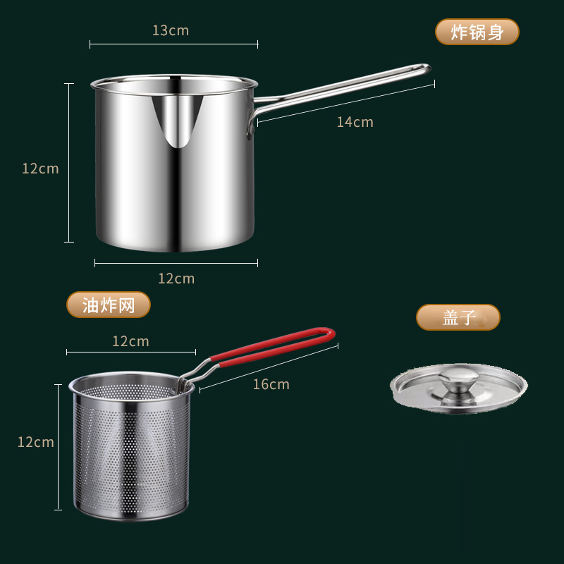 Modern Design 304 Stainless Steel Deep Fryer Pot with Strainer Tempura Fryer Pan for Chicken Fry & Kitchen Cooking Tools · image 4