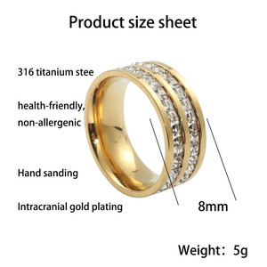 European American Style <b>Titanium</b> Steel <b>Ring</b> White Gemstone Golden Women's Fashion Jewelry Party Retro Trendy 24088 - Product Image 4