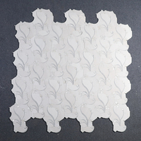 Centurymosaic Mosaïque de fleurs blanches en marbre découpé au jet d'eau, motif orchidée, pour décoration murale et de sol de villa, mosaïque en pierre naturelle personnalisée