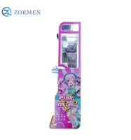 Máquina expendedora vertical delgada de anime Zormen Factory, máquina de garras de monedas individual con luz RGB de conejita rosa