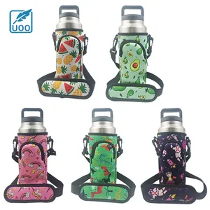 UOO OEM Online Hot Sale 40oz Water Bottle Holder Bottle Bag Neoprene Traveling Bottle Sling Shoulder Bag With Phone Pocket