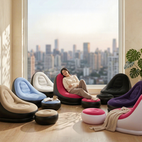 Fauteuil gonflable de salon avec repose-pieds ottoman en PVC, mobilier gonflable OEM ODM, vente en gros
