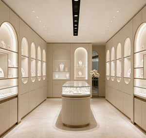 Espositore di gioielli di lusso ad alta trasparenza espositore in acciaio inox con illuminazione a Led per <span class=keywords><strong>gioielleria</strong></span> <span class=keywords><strong>mobili</strong></span> - Product Image 4